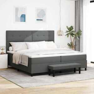 Imagine vidaXL Pat cu arcuri cu headboard Gri închis 200 x 200 cm țesătură