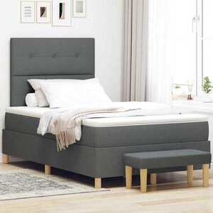 Imagine vidaXL Pat cu arcuri cu headboard Gri închis 190 x 120 cm țesătură