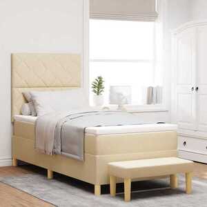 Imagine vidaXL Pat cu arcuri cu pernă cu headboard Crem 190 x 90 cm țesătură