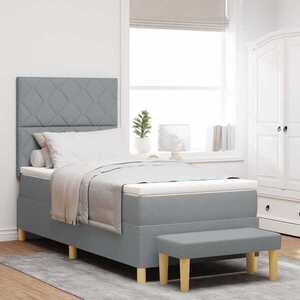Imagine vidaXL Pat cu arcuri cu headboard Gri deschis 200 x 80 cm țesătură