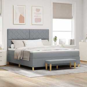 Imagine vidaXL Pat cu arcuri cu headboard Gri deschis 200 x 180 cm țesătură