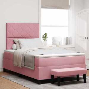 Imagine vidaXL Pat cu arcuri cu headboard Roz 200 x 120 cm Catifea