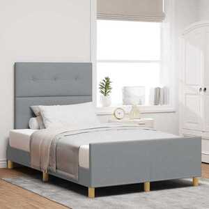 Imagine vidaXL Cadru de pat cu headboard Gri deschis 120 x 190 cm țesătură
