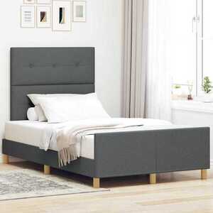 Imagine vidaXL Cadru de pat cu headboard Gri închis 120 x 200 cm țesătură