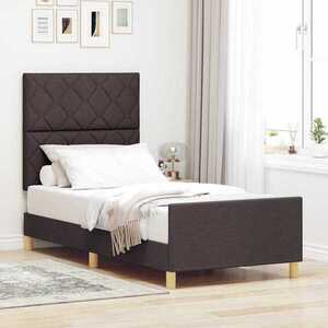 Imagine vidaXL Cadru de pat cu headboard Maro închis 90 x 190 cm țesătură