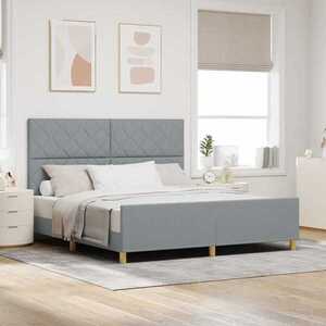 Imagine vidaXL Cadru de pat cu headboard Gri deschis 180 x 200 cm țesătură