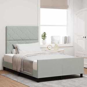 Imagine vidaXL Pat cu arcuri cu headboard Gri deschis 120 x 190 cm Catifea