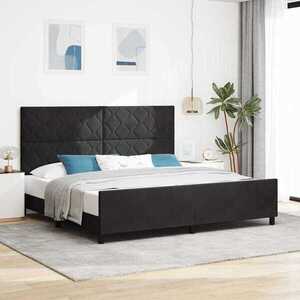 Imagine vidaXL Pat cu arcuri cu headboard Negru 200 x 200 cm Catifea
