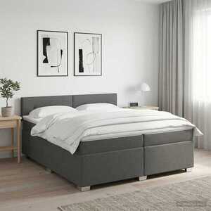 Imagine vidaXL Pat boxspring cu saltea Gri închis 200 x 200 cm Țesătură