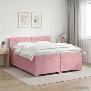 Imagine vidaXL Pat boxspring cu saltea cu headboard Roz 200 x 200 cm Catifea