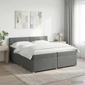 Imagine vidaXL Pat boxspring cu saltea Gri închis 200 x 200 cm Țesătură