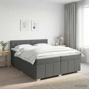 Imagine vidaXL Pat boxspring cu saltea Gri închis 200 x 200 cm Țesătură
