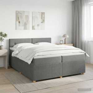 Imagine vidaXL Pat boxspring cu saltea Gri închis 200 x 200 cm Țesătură