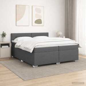 Imagine vidaXL Pat box spring cu saltea și LED Gri închis 200 x 200 cm