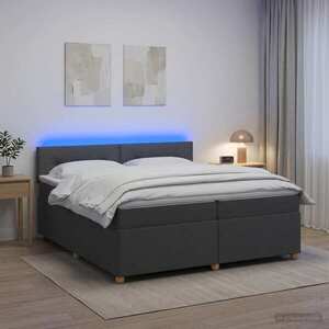 Imagine vidaXL Pat boxspring cu saltea Gri închis 200 x 200 cm Țesătură