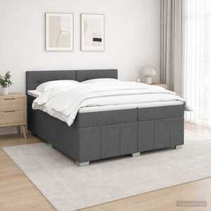 Imagine vidaXL Pat boxspring cu saltea Gri închis 200 x 200 cm Țesătură