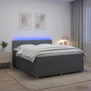 Imagine vidaXL Pat boxspring cu saltea Gri închis 200 x 200 cm Țesătură