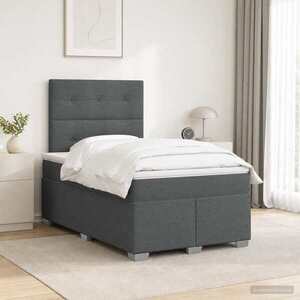 Imagine vidaXL Pat boxspring cu saltea Gri închis 120 x 190 cm Țesătură