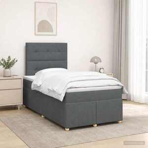 Imagine vidaXL Pat boxspring cu saltea Gri închis 120 x 190 cm Țesătură