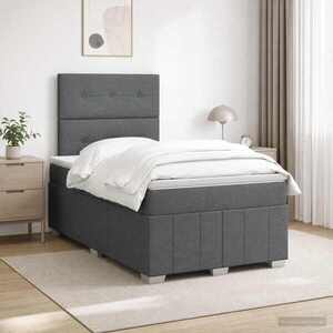 Imagine vidaXL Pat boxspring cu saltea Gri închis 120 x 190 cm Țesătură