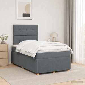 Imagine vidaXL Pat boxspring cu saltea Gri închis 120 x 190 cm Țesătură
