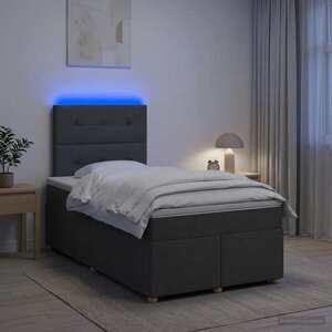 Imagine vidaXL Pat boxspring cu saltea Gri închis 120 x 190 cm Țesătură