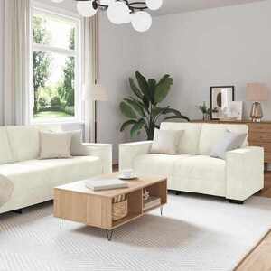Imagine vidaXL Set de canapele cu perne, 2 piese, crem, catifea