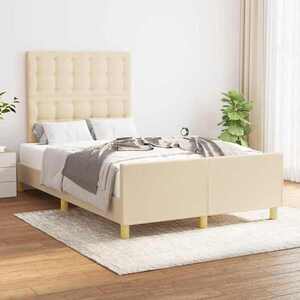 Imagine vidaXL Cadru de pat fără saltea cremă 120x190 cm țesătură
