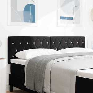 Imagine vidaXL Tăblie LED cu benzi LED cu headboard Negru 160 cm Catifea