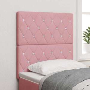 Imagine vidaXL Tăblie LED cu benzi LED cu headboard Manual Roz 80 cm Catifea
