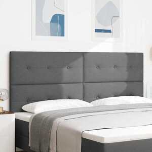 Imagine vidaXL Tăblie LED cu benzi LED cu headboard Gri închis 200 cm țesătură