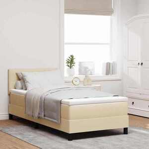 Imagine vidaXL Pat cu arcuri cu headboard Manual Crem 80 x 200 cm țesătură