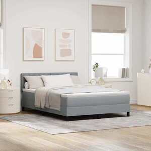 Imagine vidaXL Pat cu arcuri cu headboard Gri deschis 140 x 190 cm țesătură