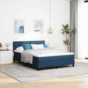 Imagine vidaXL Pat cu arcuri cu headboard albastru 160 x 200 cm țesătură