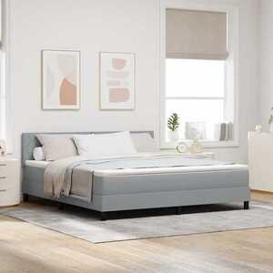 Imagine vidaXL Pat cu arcuri cu headboard Gri deschis 180 x 200 cm țesătură