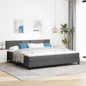 Imagine vidaXL Pat cu arcuri cu pernă Manual Gri închis 200 x 200 cm țesătură