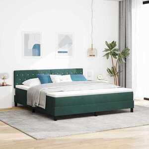 Imagine vidaXL Pat cu arcuri cu saltea Verde închis 180 x 200 cm Catifea
