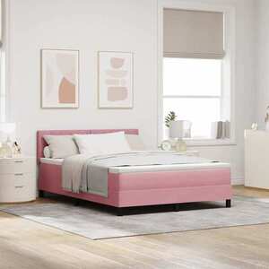 Imagine vidaXL Pat cu arcuri cu headboard Roz 140 x 190 cm Catifea