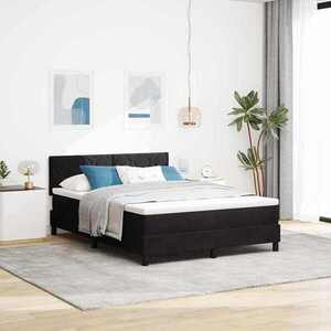 Imagine vidaXL Pat cu arcuri cu headboard Negru 160 x 200 cm Catifea