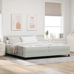 Imagine vidaXL Pat cu arcuri cu headboard Gri deschis 200 x 200 cm Catifea