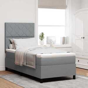 Imagine vidaXL Pat cu arcuri cu headboard Gri deschis 90 x 190 cm țesătură