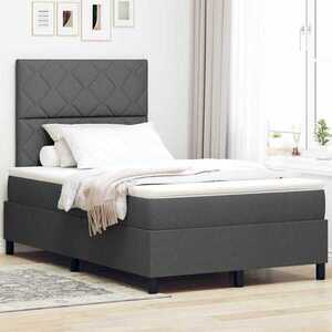 Imagine vidaXL Pat cu arcuri cu headboard Gri închis 120 x 200 cm țesătură