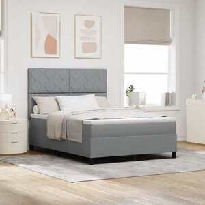 Imagine vidaXL Pat cu arcuri cu headboard Gri deschis 140 x 190 cm țesătură