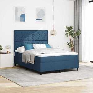 Imagine vidaXL Pat cu arcuri cu headboard albastru 140 x 200 cm țesătură