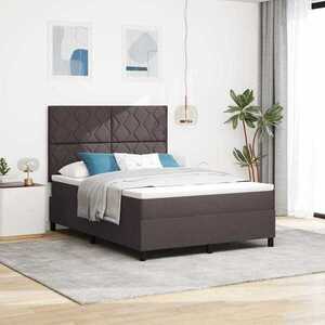 Imagine vidaXL Pat cu arcuri cu headboard Maro închis 160 x 200 cm țesătură