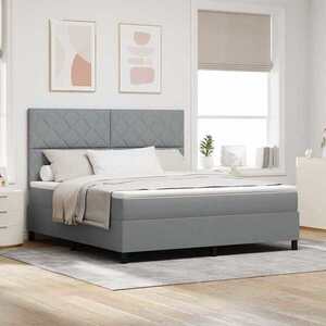 Imagine vidaXL Pat cu arcuri cu headboard Gri deschis 180 x 200 cm țesătură