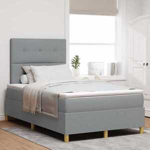 Imagine vidaXL Pat cu arcuri cu headboard Gri deschis 120 x 200 cm țesătură
