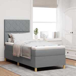 Imagine vidaXL Tăblie din Țesătură cu headboard Gri deschis 90 cm țesătură