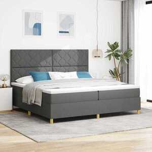 Imagine vidaXL Pat cu arcuri cu saltea Gri închis 200 x 200 cm țesătură