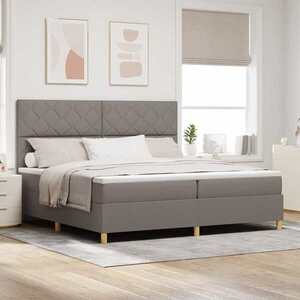 Imagine vidaXL Pat cu arcuri cu headboard Gri taupe 200 x 200 cm țesătură